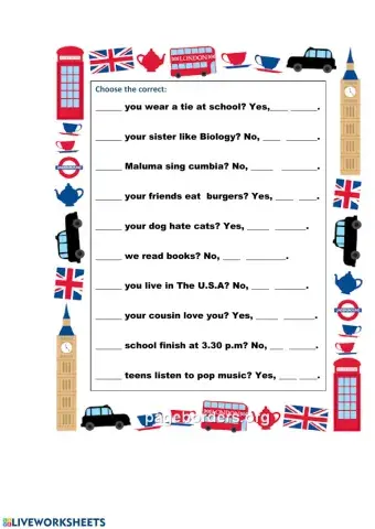 Present Simple Short Questions