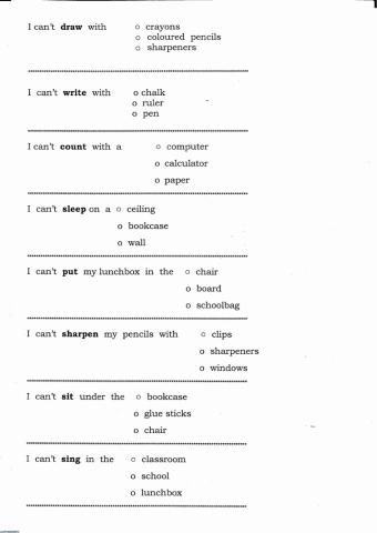 Schoolobjects and actions