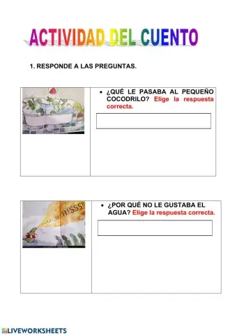 Comprensión lectora cuento el cocodrilo al que no le gustaba el agua