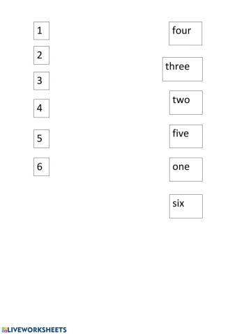 Numbers 1 to 6
