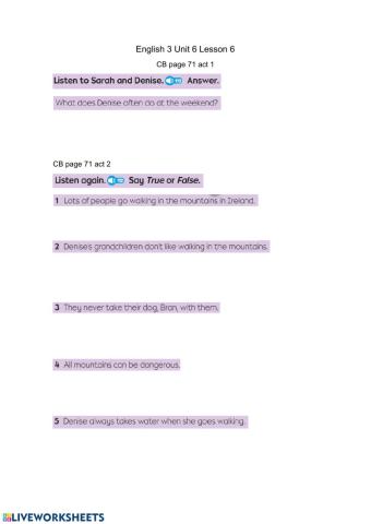 Questions about a listening