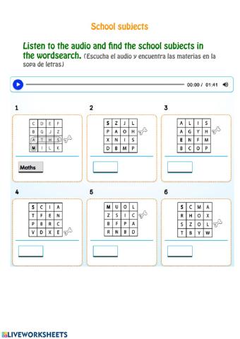 School subjects + alphabet