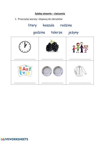 Czytanie sylab otwartych 3