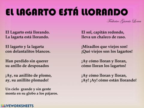 Comprensión lectora - El lagarto está llorando