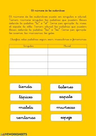 El número de los sustantivos