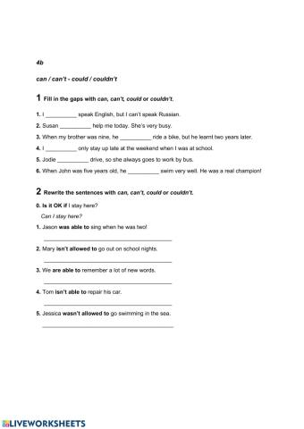 Can-could can't-couldn-t