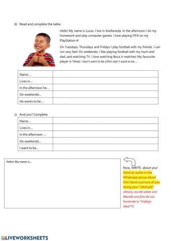 I want to be... Reading comprehension