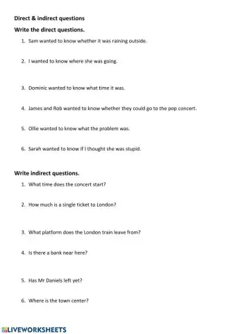 Direct and indirect questions