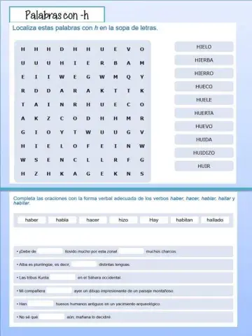 Palabras con -h