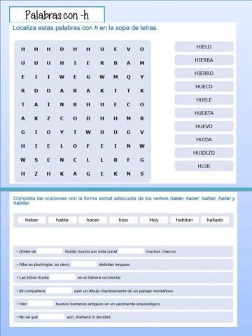 Palabras con -h