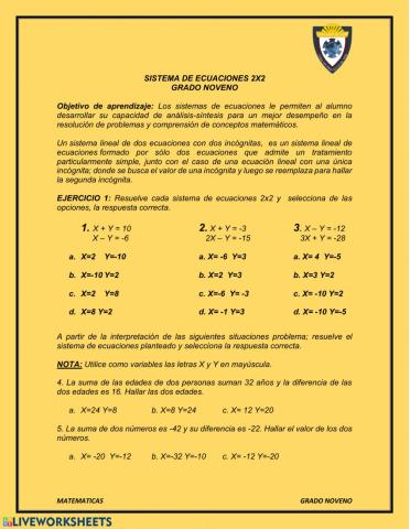 Sistemas de ecuaciones