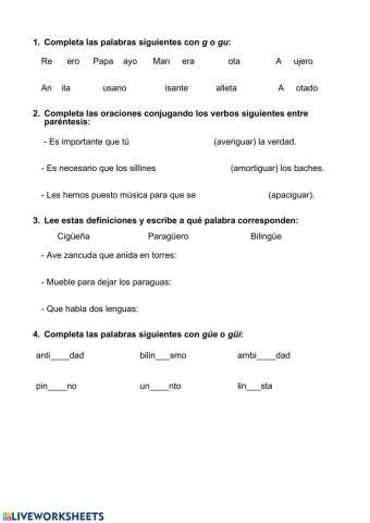 Ortografía g- j y diéresis