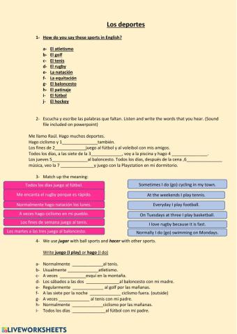 Los deportes juego y hago