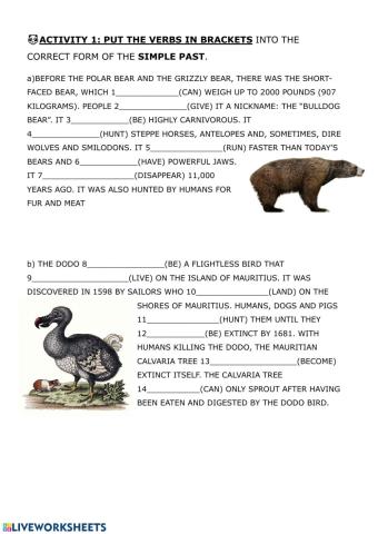 EXTINCT ANIMALS-SIMPLE PAST-
