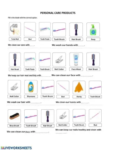 Personal Care Products Vocabulary
