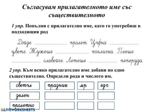 Съгласувам прилагателно име със съществително