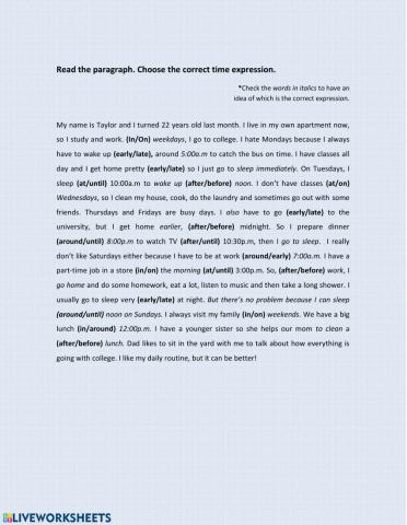 Time expressions simple present