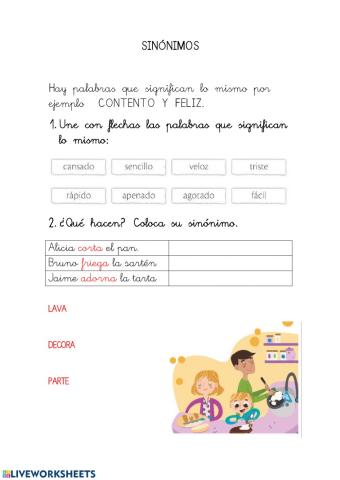 Sinónimos y la coma