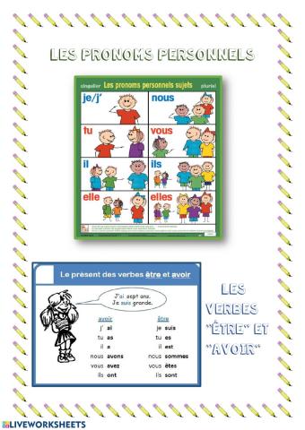 Les pronoms personnels et les verbes vocabulaire