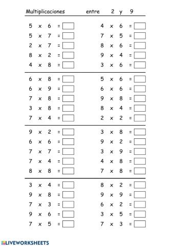 Multiplicaciones una cifra