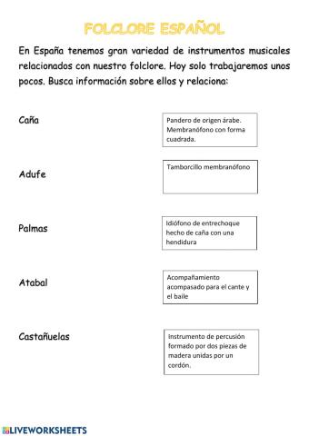 Instrumentos del folclore español