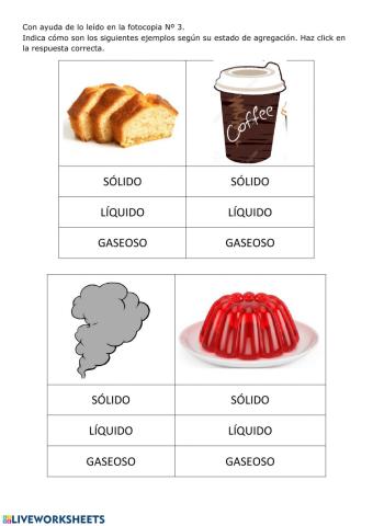 Mezclas. Estado de agregación