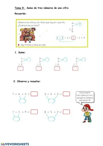 Suma de tres números de una cifra