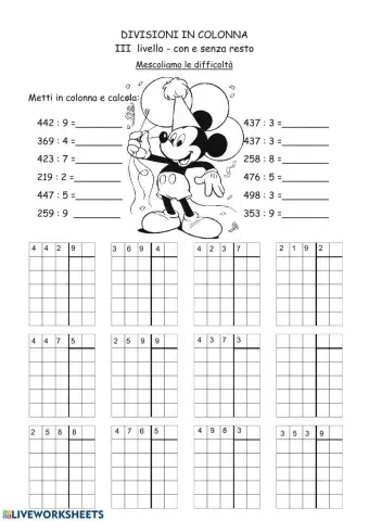 Divisioni in colonna