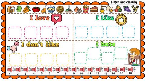 Food 5: listen and classify