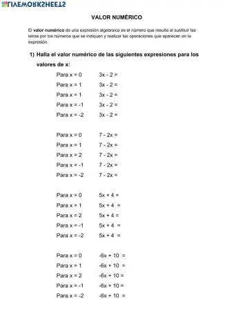 Valor numérico de un polinomio