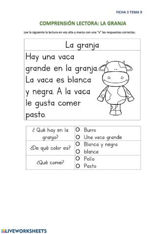 Compresión Lectora: La Granja