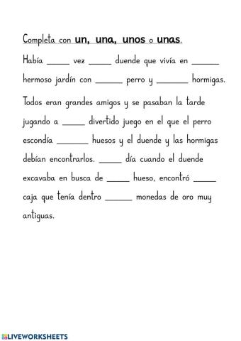 Completa con artículos