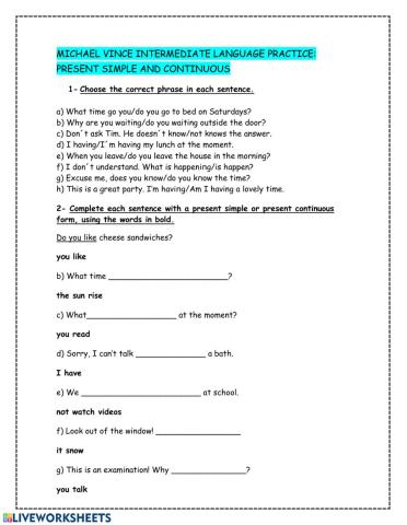 Present simple-present continuous