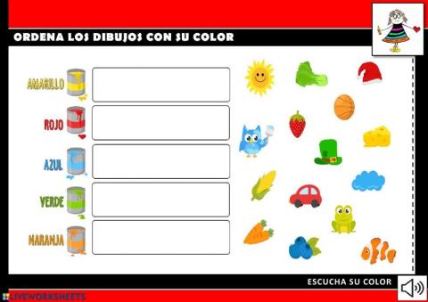 Ordena los dibujos con su color