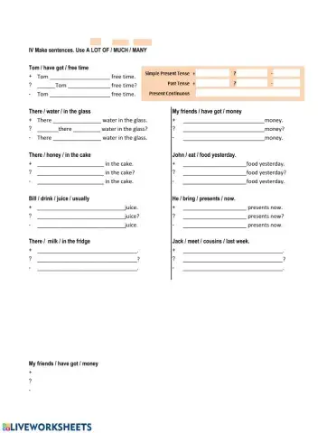 A lot of, much, many