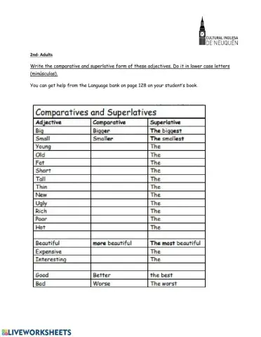 Comparative and superlative adjectives