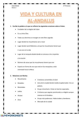 Edad Media. Vida en Al-andalus