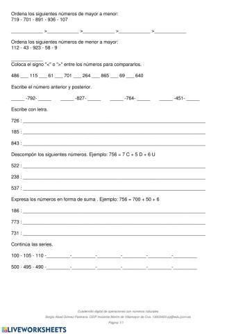 Numeración y ordenación