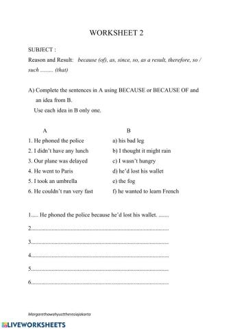 Adverbial Clauses Worksheet 2