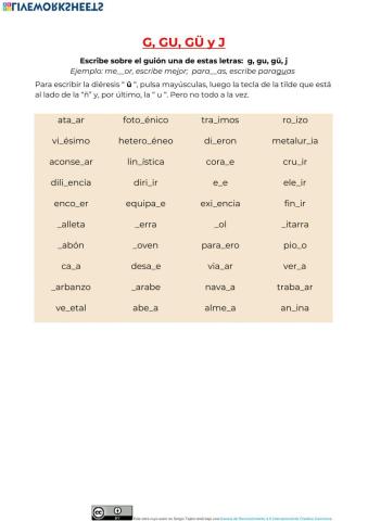 G, GU, Gü y J