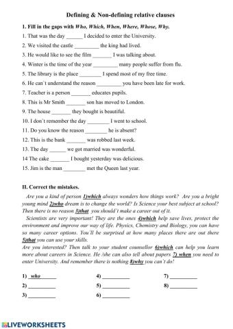 Defining & Non-defining relative clauses