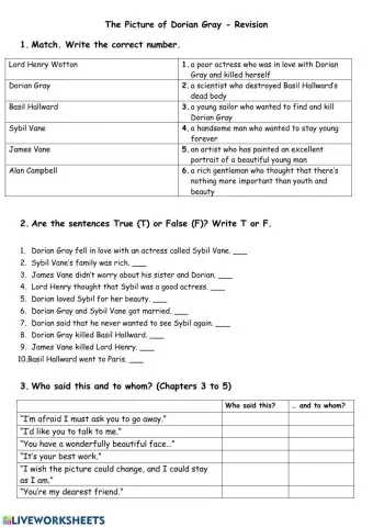 The Picture of Dorian Gray - REVISION