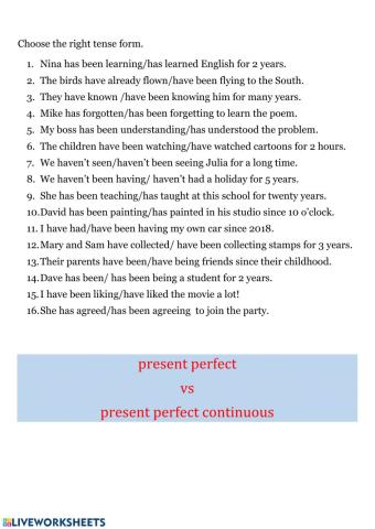 Present Perfect Simple-Continuous
