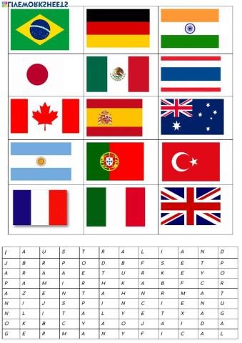 Word search puzzle (countries)