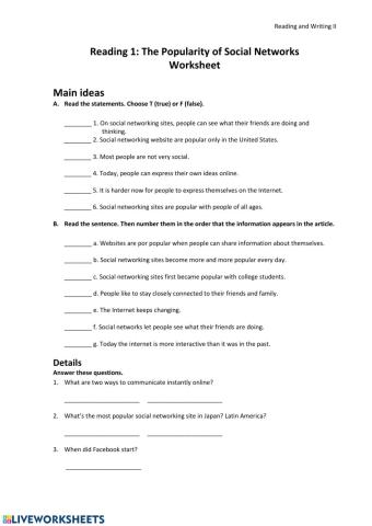 Reading and writing 1