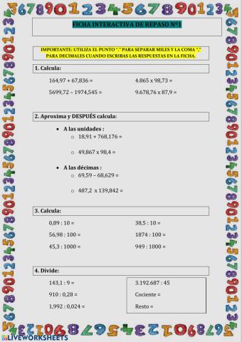 Operaciones con decimales