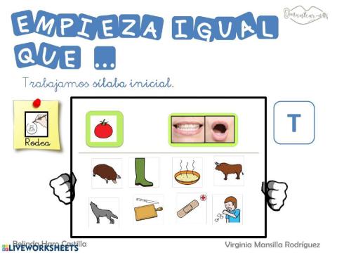 Empieza por silabas con T