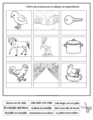 Coloca la frase con el dibujo