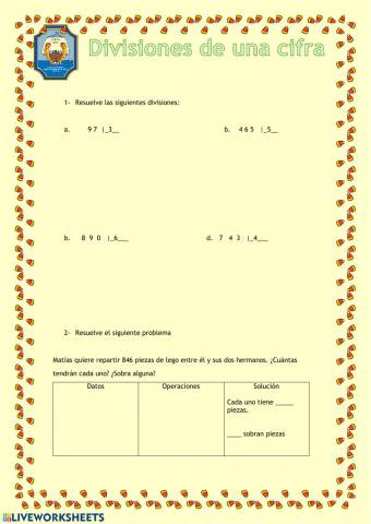 Divisiones de una cifra