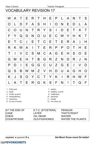 Asenior Wordsearch 17